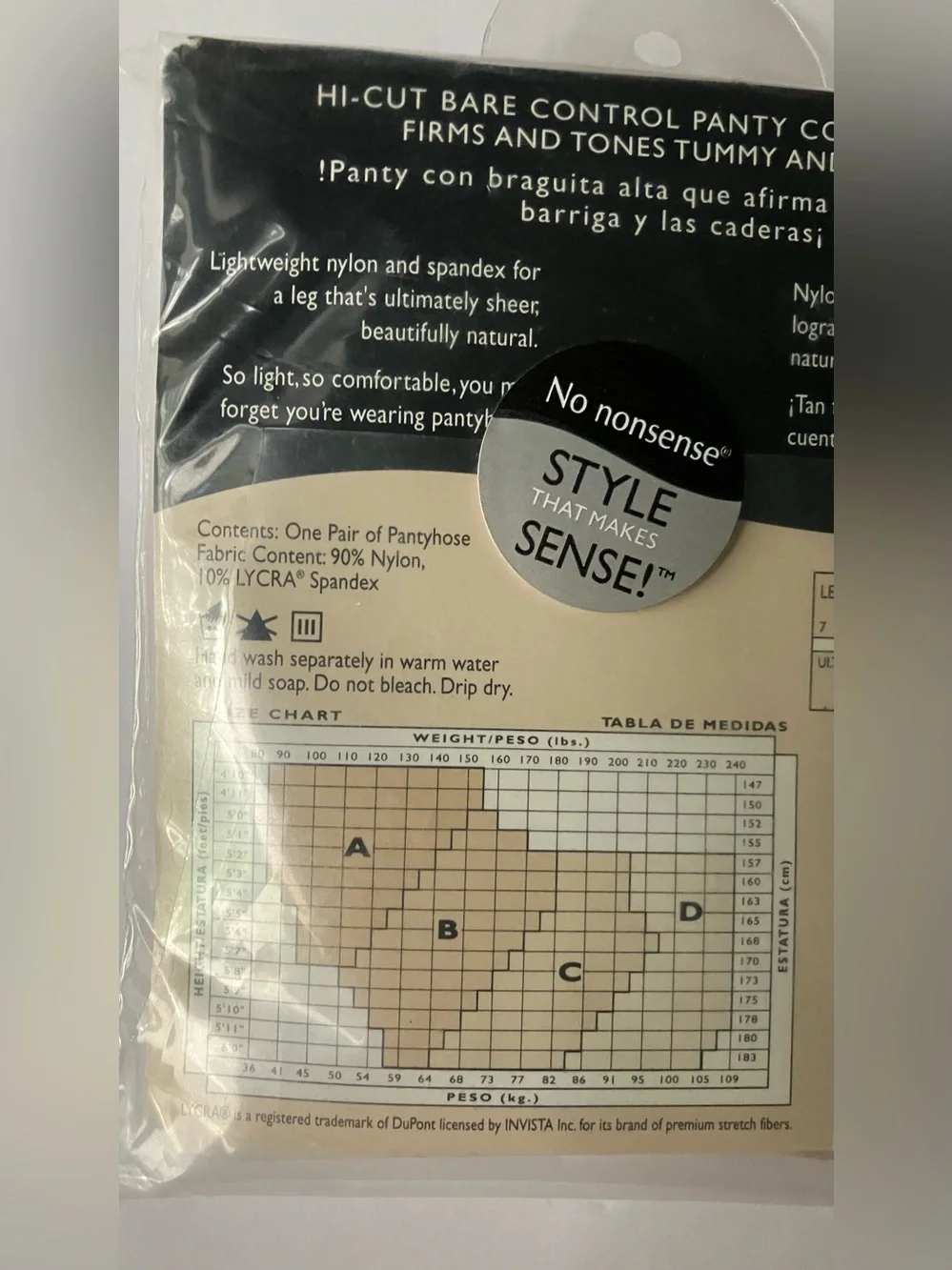 No Nonsense Almost Bare Lace Hi-Cut Pantyhose Sheer Toe Bare Bisque Mist Size B